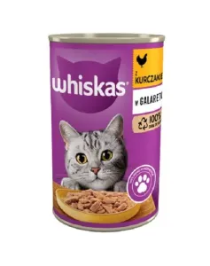 WHISKAS Adult 24x400 g - kompletné vlhké krmivo pre dospelé mačky, kuracie kúsky v želé