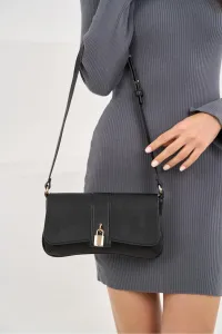 Madamra Black Women's Lock Clamshell Handbag