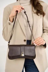 Madamra Brown Women's Lock Clamshell Handbag