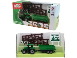 MADE - Traktor s vlečkou a príslušenstvom, zelená 18 x 3,5 x 4 cm