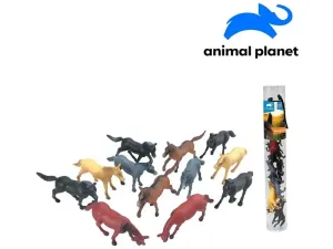 MADE - Zvieratká v tube - kone, 6 - 8 cm, mobilné aplikácie pre zobrazenie zvieratiek, 12 ks