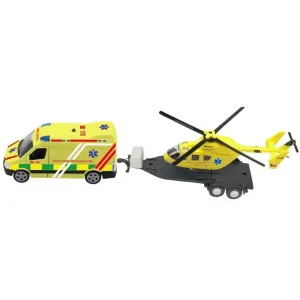 Súprava ambulancia + vrtuľník, so svetlom a zvukom