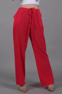 Madmext Fuchsia Crinkle Fabric Basic Women's Beach Trousers
