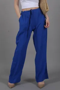 Madmext Sax Crinkle Fabric Basic Women's Beach Pants