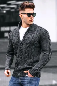 Madmext Anthracite Knitted Cardigan 9053