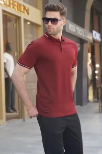 Madmext Claret Red Polo Neck Men's T-Shirt 6113