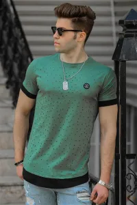 Madmext Green Men's Torn Detailed T-Shirt 4489
