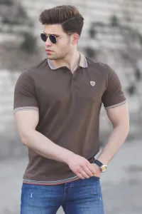 Madmext Men's Brown Polo Neck T-Shirt 5116
