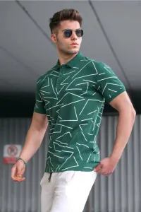 Madmext Men's Polo Neck Green T-Shirt 5817