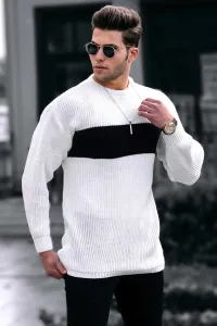 Madmext Men's White Sweater 4698