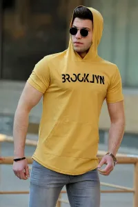 Madmext Men's Yellow Hooded T-Shirt 4506