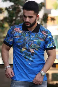 Madmext Sax Flower Detailed Polo T-Shirt 2885