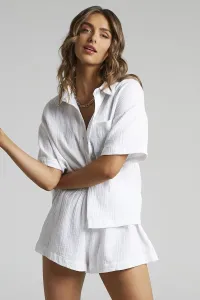 Madmext White Muslin Fabric Basic Women's Shirt