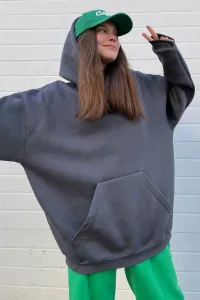 Madmext Smoked Hooded Rayon Oversized Sweatshirt