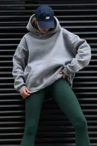 Madmext Dyed Gray Hooded Oversize Sweatshirt
