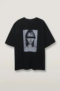 Madmext Women's Black Oversized Printed T-Shirt