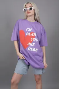 Madmext Mad Girls Lilac Printed T-Shirt