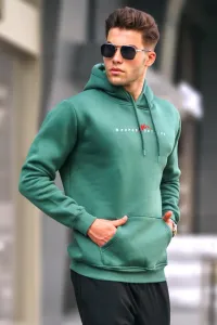 Madmext Green Basic Hooded Sweatshirt 6002