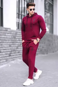 Madmext Men's Burgundy Hooded Tracksuit 4680 #8554404