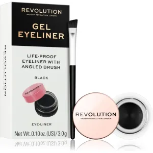 Makeup Revolution London Gel Eyeliner Pot With Brush 3 g očná linka pre ženy Black tekuté linky