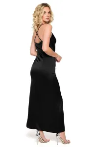 Čierne dlhé šaty s rozparkom K155 #3503771