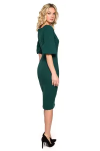 Zelené midi šaty s nariasenými rukávmi K152 #9538344