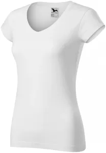 Dámske tričko s V-výstrihom zúžené, biela, L