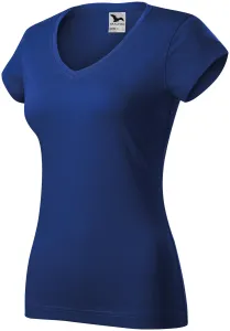 Dámske tričko s V-výstrihom zúžené, kráľovská modrá, S #1409020