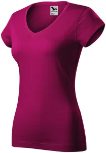 MALFINI Dámske tričko Fit V-neck - Svetlá fuchsiová | XS