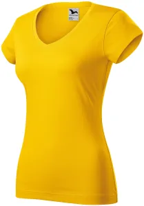 Dámske tričko s V-výstrihom zúžené, žltá, M