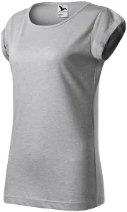 Dámske tričko s vyhrnutými rukávmi, strieborný melír, XL #1408881