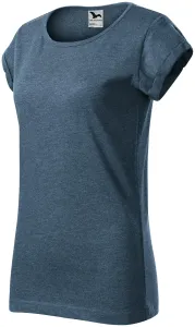 Dámske tričko s vyhrnutými rukávmi, tmavý denim melír, XL #1408875