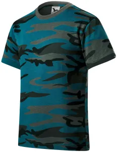 Detské maskáčové tričko Malfini Camouflage 149 - veľkosť: 110, farba: maskáčová petrolejová