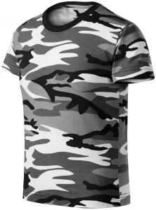 Detské maskáčové tričko Malfini Camouflage 149 - veľkosť: 134, farba: maskáčová šedá