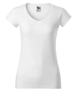 MALFINI Dámske tričko FIT s výstrihom do V - biele XS