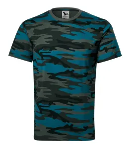 MALFINI Maskáčové tričko Camouflage - Maskáčová petrolejová | XS