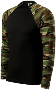 MALFINI Maskáčové tričko s dlhým rukávom Camouflage LS - Maskáčová hnedá | XS