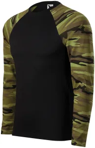 MALFINI Maskáčové tričko s dlhým rukávom Camouflage LS - Maskáčová zelená | XXL