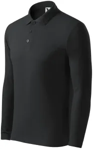MALFINI Pánska polokošeľa s dlhým rukávom Pique Polo LS - Ebony gray | XL