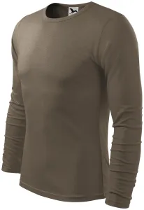 Pánske bavlnené tričko s dlhým rukávom Malfini Fit-T 119 - veľkosť: L, farba: army