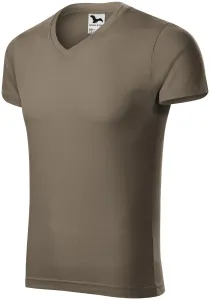 MALFINI Pánske tričko Slim Fit V-neck - Army | L