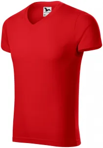 MALFINI Pánske tričko Slim Fit V-neck - Červená | M