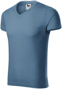 MALFINI Pánske tričko Slim Fit V-neck - Denim | M