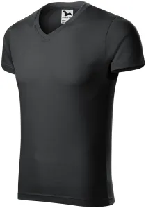 MALFINI Pánske tričko Slim Fit V-neck - Ebony gray | L