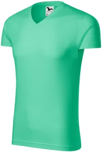 MALFINI Pánske tričko Slim Fit V-neck - Mätová | L