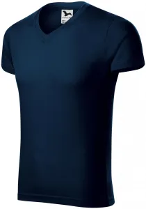 MALFINI Pánske tričko Slim Fit V-neck - Námornícka modrá | L