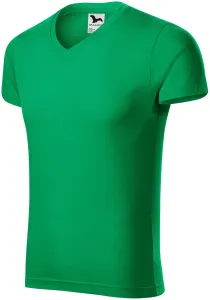 MALFINI Pánske tričko Slim Fit V-neck - Stredne zelená | L