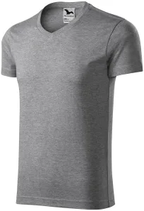 MALFINI Pánske tričko Slim Fit V-neck - Tmavošedý melír | S