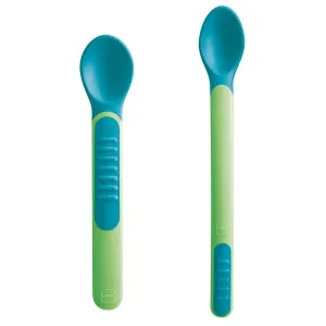 MAM Heat Sensitive Spoons & Cover 6m+ Green riad dlhá lyžica 1 ks + krátka lyžica 1 ks + puzdro na lyžice pre deti