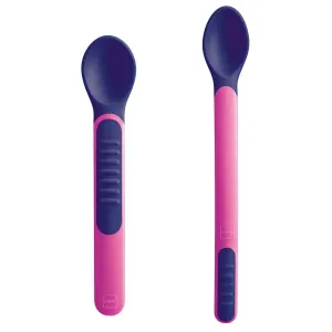 MAM Heat Sensitive Spoons & Cover 6m+ Pink riad dlhá lyžica 1 ks + krátka lyžica 1 ks + puzdro na lyžice pre deti